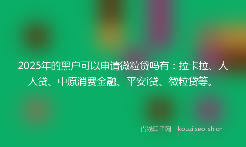 2025年的黑户可以申请微粒贷吗有：拉卡拉、人人贷、中原消费金融、平安i贷、微粒贷等。