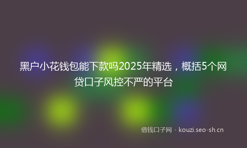 黑户小花钱包能下款吗2025年精选,概括5个网贷口子风控不严的平台