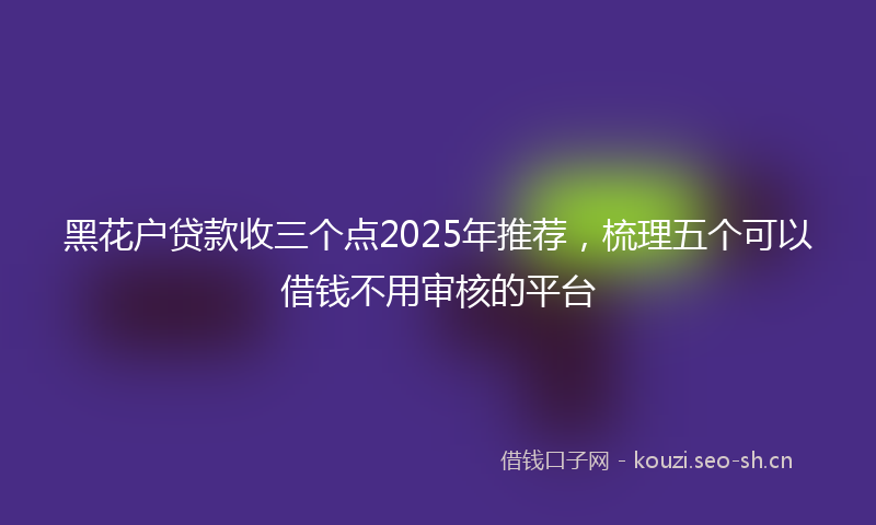 黑花户贷款收三个点2025年推荐，梳理五个可以借钱不用审核的平台