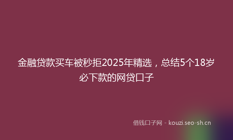 金融贷款买车被秒拒2025年精选，总结5个18岁必下款的网贷口子