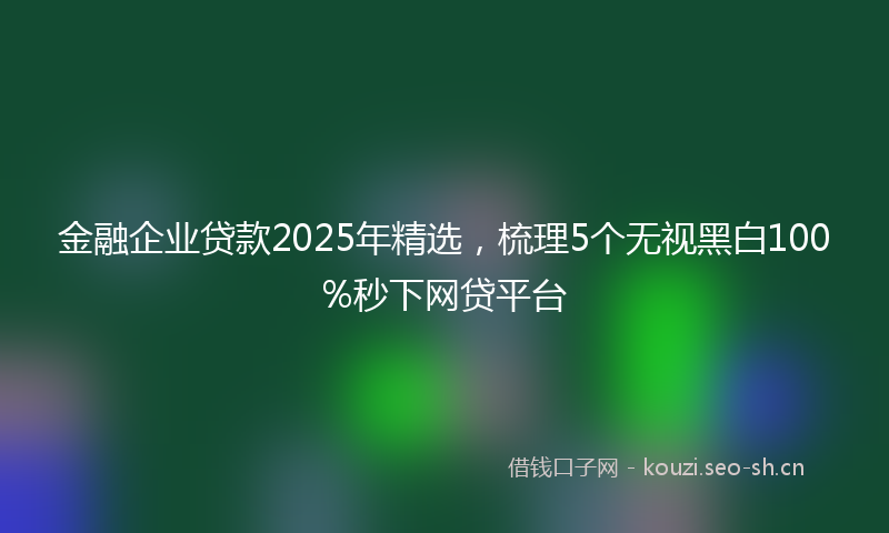 金融企业贷款2025年精选，梳理5个无视黑白100%秒下网贷平台