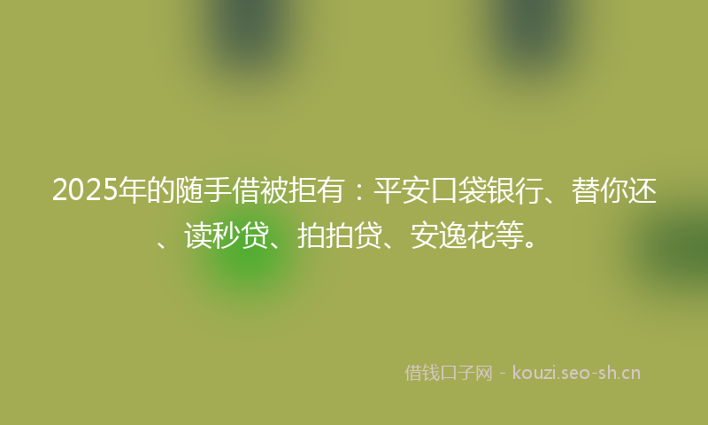 2025年的随手借被拒有:平安口袋银行、替你还、读秒贷、拍拍贷、安逸花等。