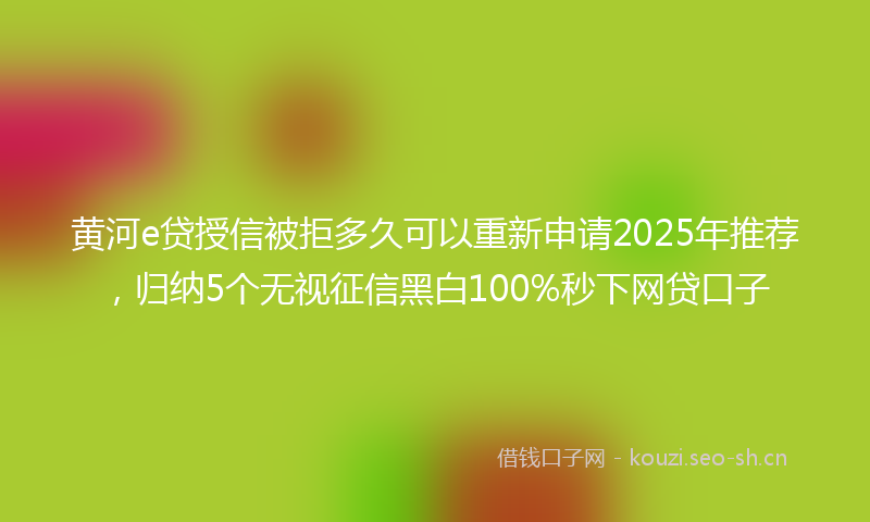 黄河e贷授信被拒多久可以重新申请2025年推荐，归纳5个无视征信黑白100%秒下网贷口子