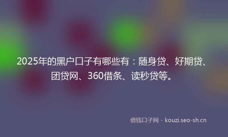 2025年的黑户口子有哪些有：随身贷、好期贷、团贷网、360借条、读秒贷等。