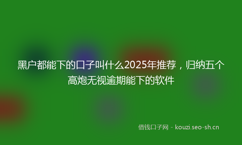 黑户都能下的口子叫什么2025年推荐，归纳五个高炮无视逾期能下的软件