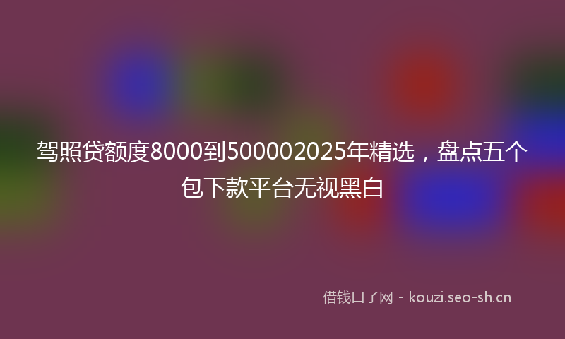 驾照贷额度8000到500002025年精选，盘点五个包下款平台无视黑白