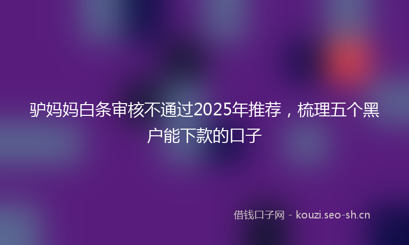 驴妈妈白条审核不通过2025年推荐，梳理五个黑户能下款的口子