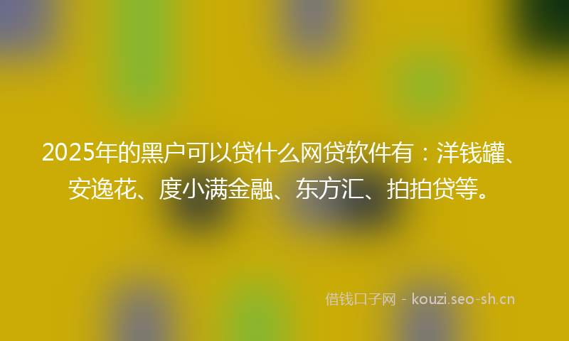 2025年的黑户可以贷什么网贷软件有：洋钱罐、安逸花、度小满金融、东方汇、拍拍贷等。