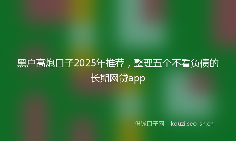 黑户高炮口子2025年推荐，整理五个不看负债的长期网贷app