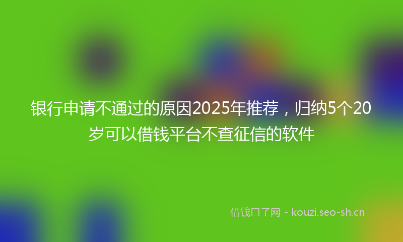 银行申请不通过的原因2025年推荐，归纳5个20岁可以借钱平台不查征信的软件
