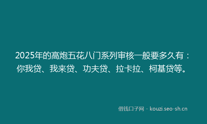 2025年的高炮五花八门系列审核一般要多久有：你我贷、我来贷、功夫贷、拉卡拉、柯基贷等。