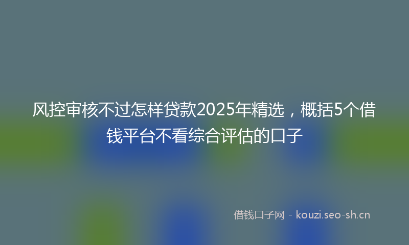 风控审核不过怎样贷款2025年精选，概括5个借钱平台不看综合评估的口子