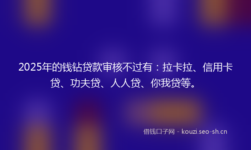2025年的钱钻贷款审核不过有：拉卡拉、信用卡贷、功夫贷、人人贷、你我贷等。