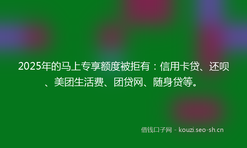 2025年的马上专享额度被拒有：信用卡贷、还呗、美团生活费、团贷网、随身贷等。