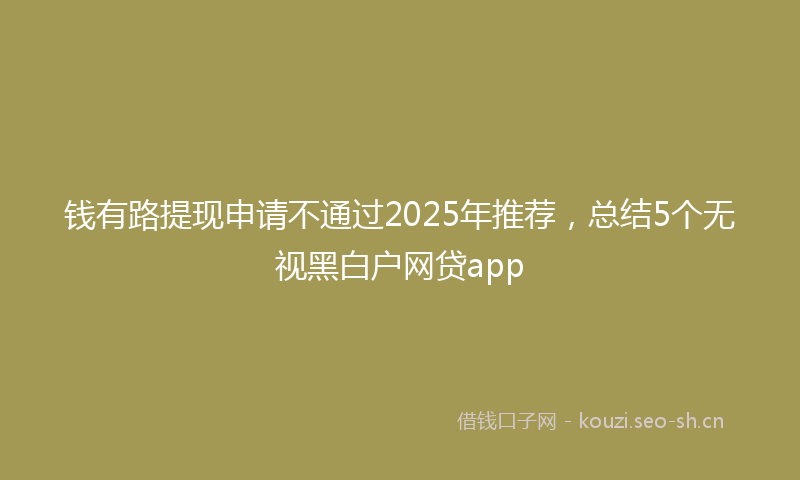 钱有路提现申请不通过2025年推荐，总结5个无视黑白户网贷app