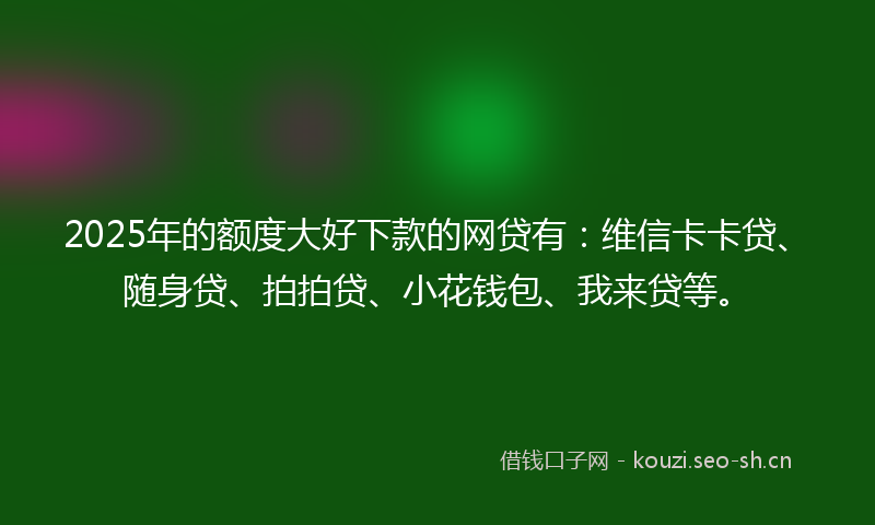 2025年的额度大好下款的网贷有：维信卡卡贷、随身贷、拍拍贷、小花钱包、我来贷等。