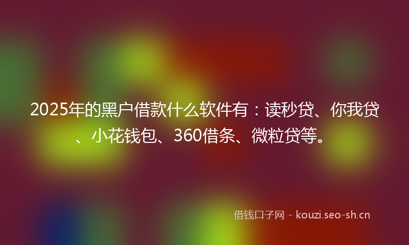 2025年的黑户借款什么软件有：读秒贷、你我贷、小花钱包、360借条、微粒贷等。