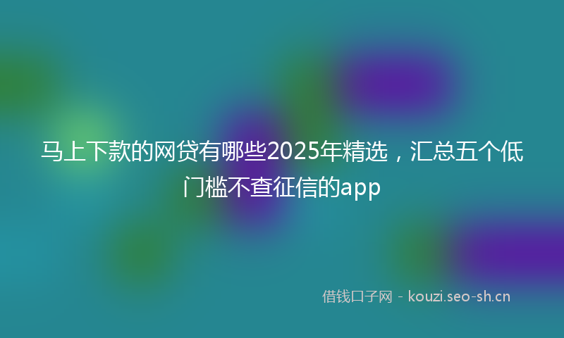 马上下款的网贷有哪些2025年精选，汇总五个低门槛不查征信的app