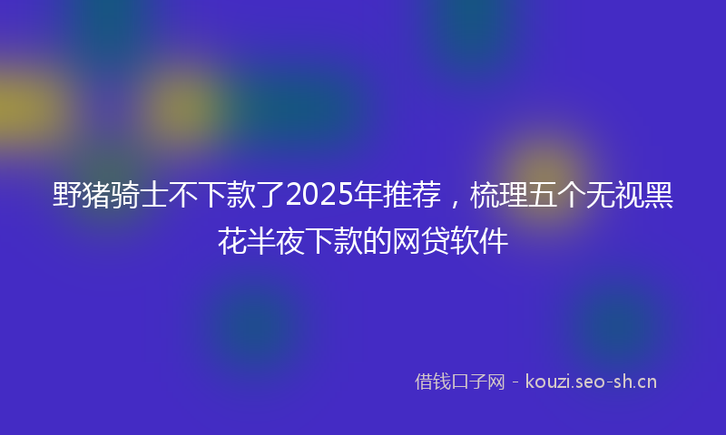 野猪骑士不下款了2025年推荐,梳理五个无视黑花半夜下款的网贷软件