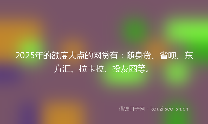 2025年的额度大点的网贷有：随身贷、省呗、东方汇、拉卡拉、投友圈等。