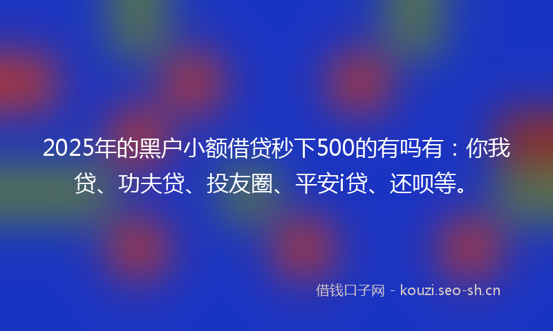 2025年的黑户小额借贷秒下500的有吗有：你我贷、功夫贷、投友圈、平安i贷、还呗等。