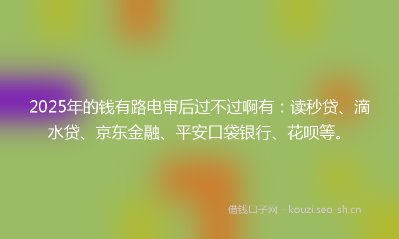 2025年的钱有路电审后过不过啊有：读秒贷、滴水贷、京东金融、平安口袋银行、花呗等。