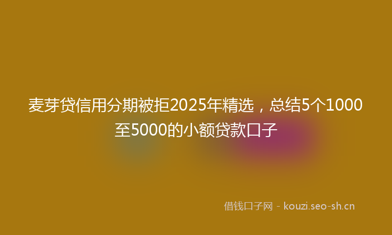 麦芽贷信用分期被拒2025年精选，总结5个1000至5000的小额贷款口子
