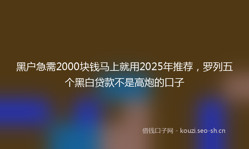 黑户急需2000块钱马上就用2025年推荐，罗列五个黑白贷款不是高炮的口子