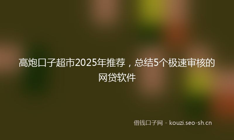 高炮口子超市2025年推荐，总结5个极速审核的网贷软件