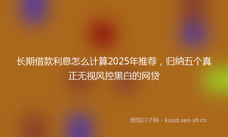长期借款利息怎么计算2025年推荐，归纳五个真正无视风控黑白的网贷