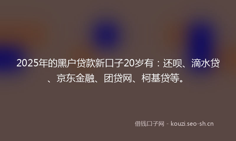 2025年的黑户贷款新口子20岁有：还呗、滴水贷、京东金融、团贷网、柯基贷等。