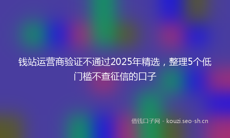 钱站运营商验证不通过2025年精选，整理5个低门槛不查征信的口子