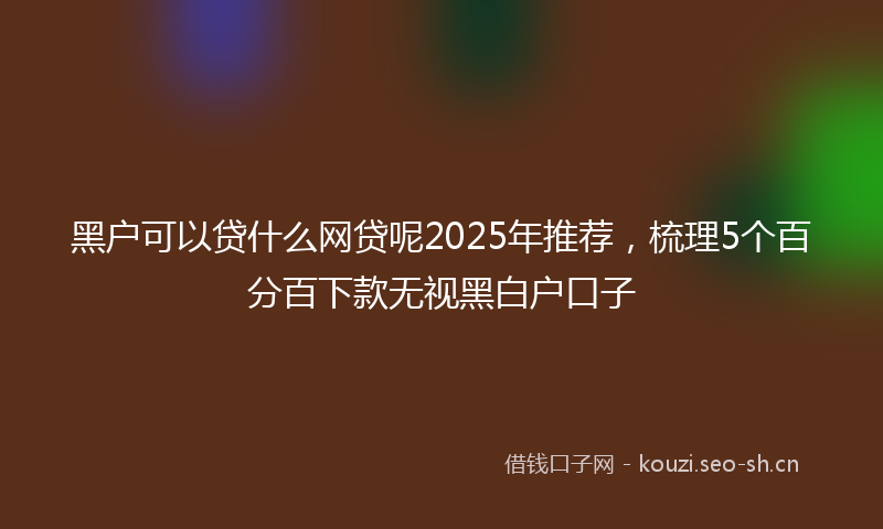 黑户可以贷什么网贷呢2025年推荐，梳理5个百分百下款无视黑白户口子