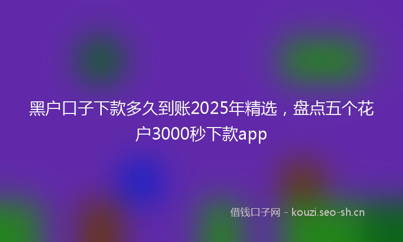 黑户口子下款多久到账2025年精选,盘点五个花户3000秒下款app