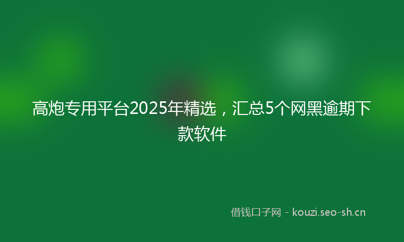 高炮专用平台2025年精选，汇总5个网黑逾期下款软件