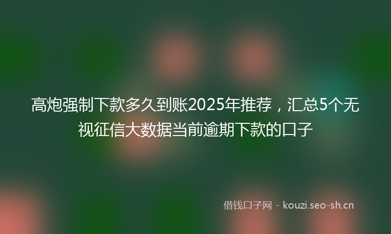 高炮强制下款多久到账2025年推荐，汇总5个无视征信大数据当前逾期下款的口子