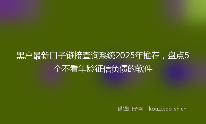 黑户最新口子链接查询系统2025年推荐，盘点5个不看年龄征信负债的软件
