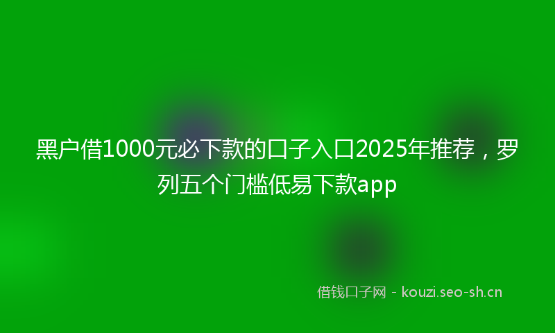 黑户借1000元必下款的口子入口2025年推荐，罗列五个门槛低易下款app