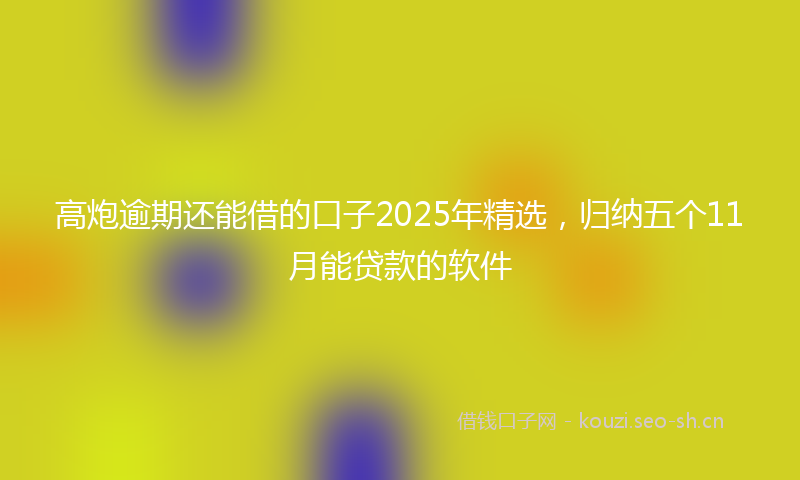 高炮逾期还能借的口子2025年精选，归纳五个11月能贷款的软件