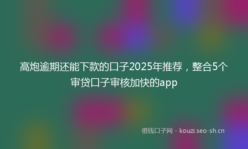 高炮逾期还能下款的口子2025年推荐，整合5个审贷口子审核加快的app