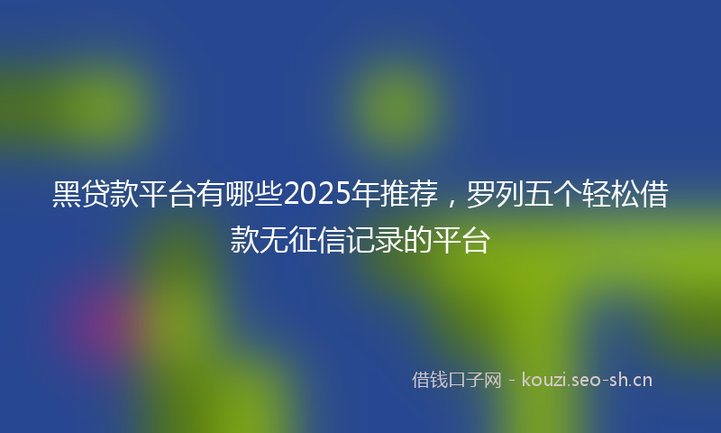 黑贷款平台有哪些2025年推荐，罗列五个轻松借款无征信记录的平台