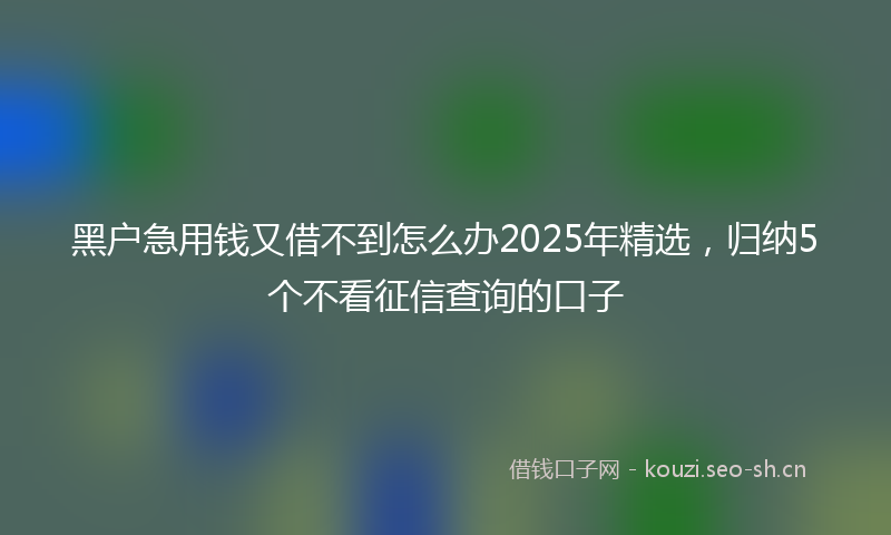 黑户急用钱又借不到怎么办2025年精选，归纳5个不看征信查询的口子