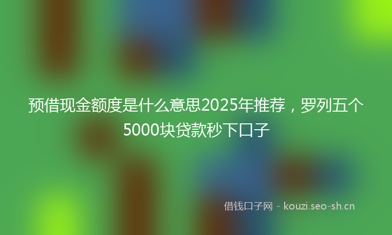 预借现金额度是什么意思2025年推荐，罗列五个5000块贷款秒下口子