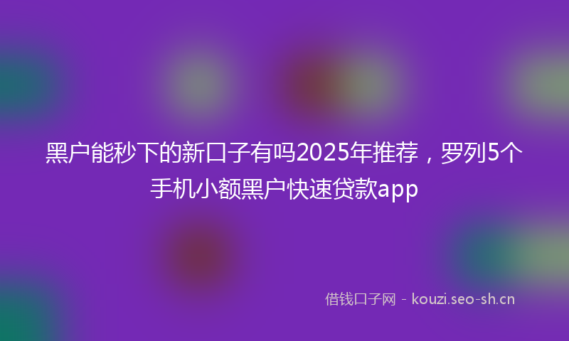 黑户能秒下的新口子有吗2025年推荐，罗列5个手机小额黑户快速贷款app