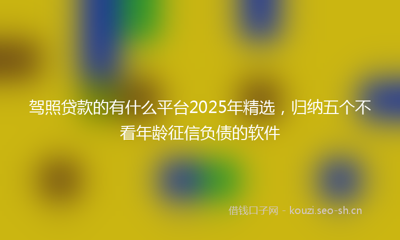 驾照贷款的有什么平台2025年精选,归纳五个不看年龄征信负债的软件