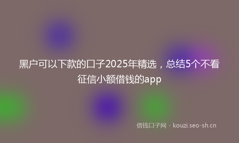 黑户可以下款的口子2025年精选，总结5个不看征信小额借钱的app