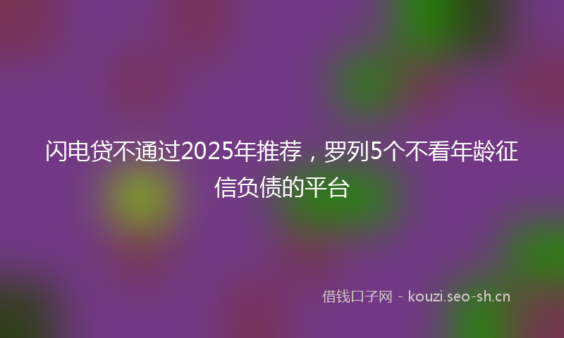 闪电贷不通过2025年推荐,罗列5个不看年龄征信负债的平台