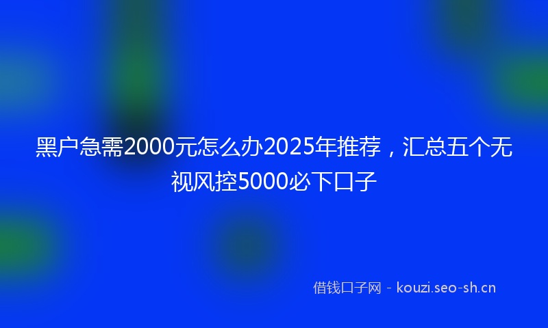 黑户急需2000元怎么办2025年推荐，汇总五个无视风控5000必下口子