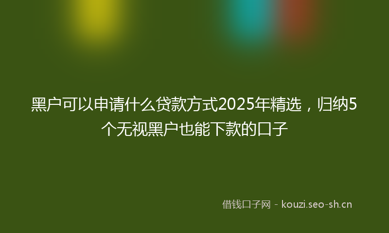 黑户可以申请什么贷款方式2025年精选,归纳5个无视黑户也能下款的口子