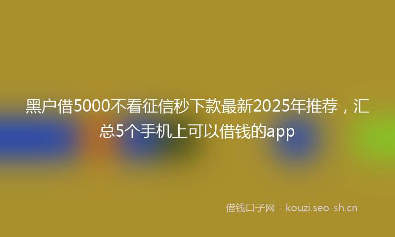 黑户借5000不看征信秒下款最新2025年推荐，汇总5个手机上可以借钱的app